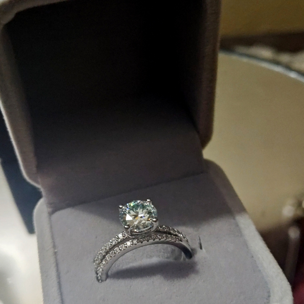 Certified 2ct Moissanite Ring Set